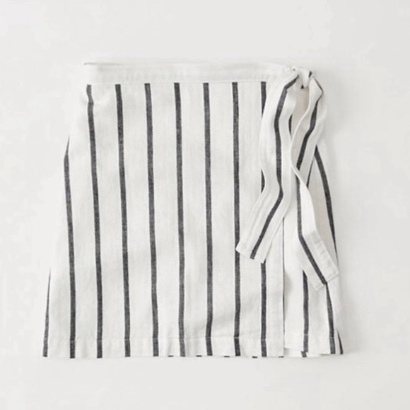Abercrombie Striped Linen Wrap Skirt - Picture 3 of 11